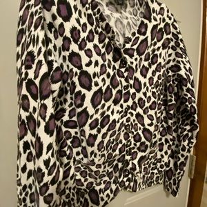 Animal print cardigan.